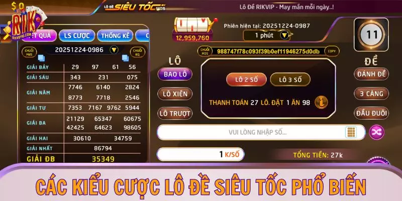 Các kiểu cược lô đề siêu tốc phổ biến